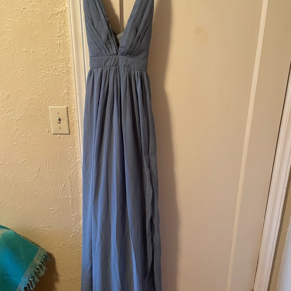Lulu’s Ballroom Bliss Slate Blue Pleated Maxi Dress - Picture 6 of 6